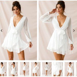 NWT Sheri Hail Spot Chiffon White Dress